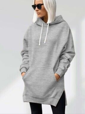 New The Warmy Oversized Hoodie Dress Light Heathered Gray Various Sizes